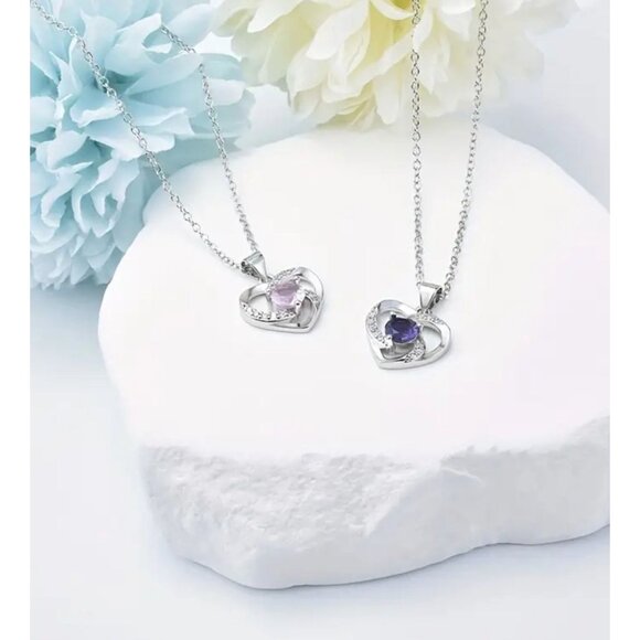 925 Sterling Silver Love Zircon Necklace - Picture 4 of 4